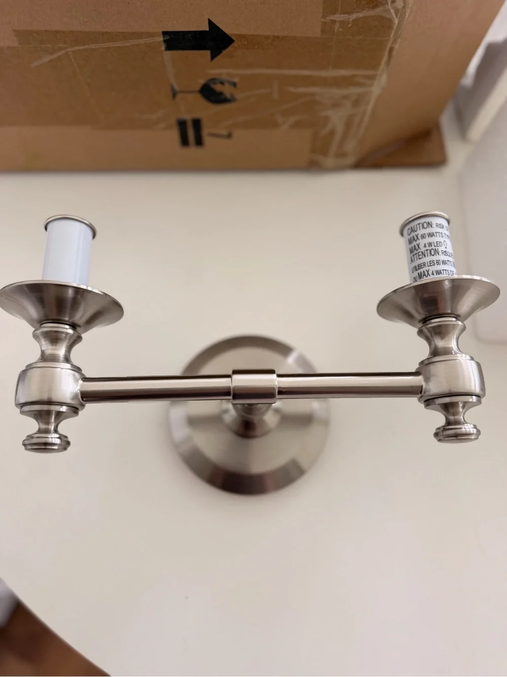 NIB Restoration Hardware Lugarno Two-Arm Satin Nickel Double Sconce Light NEW RH